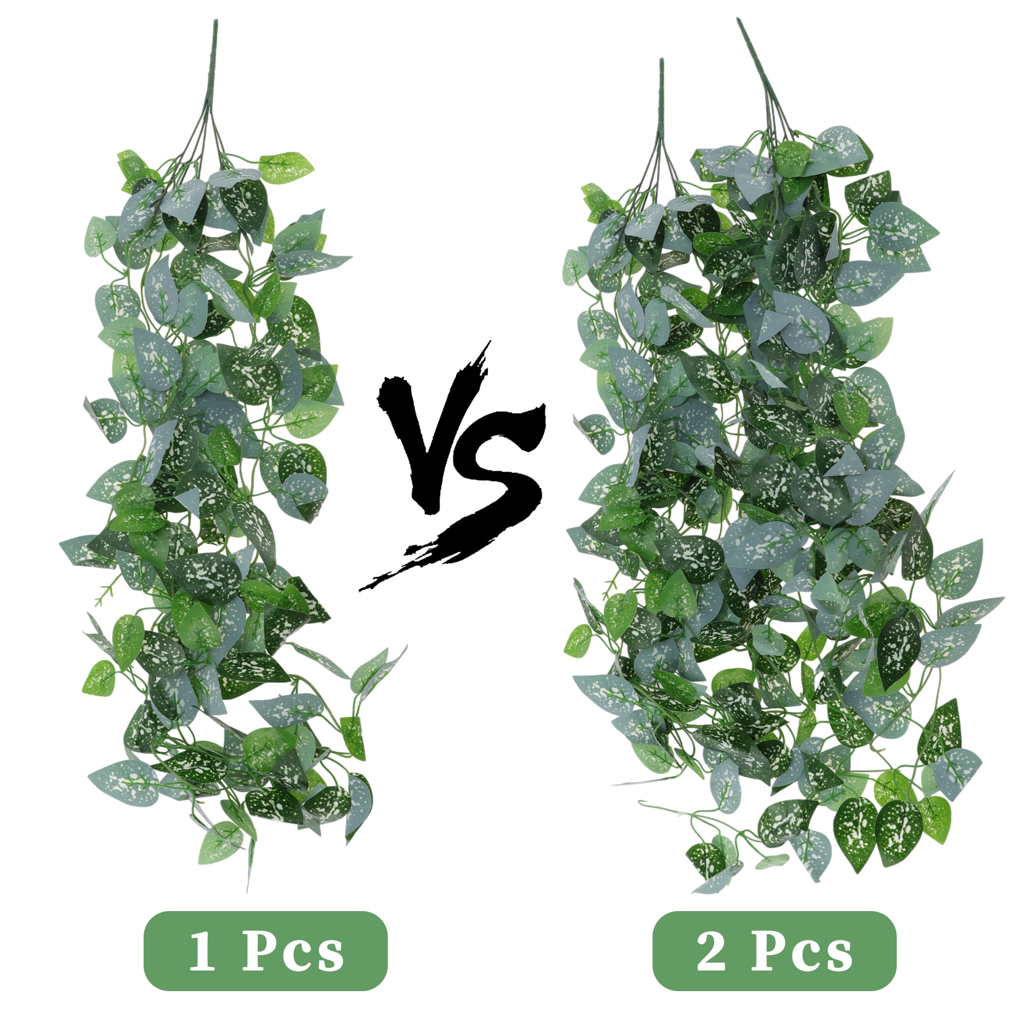 Unique Bargains 2pcs Fake Vines 39.37" Faux Greenery Leaves for Wall Decoration