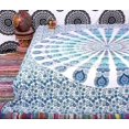 thumbnail image 4 of Bless International Indian hippie Bohemian Psychedelic Golden Blue Peacock Mandala Wall hanging Bedding Tapestry (Peacock Sky Blue, Queen (84x90Inches)(215x230Cms)), 4 of 5