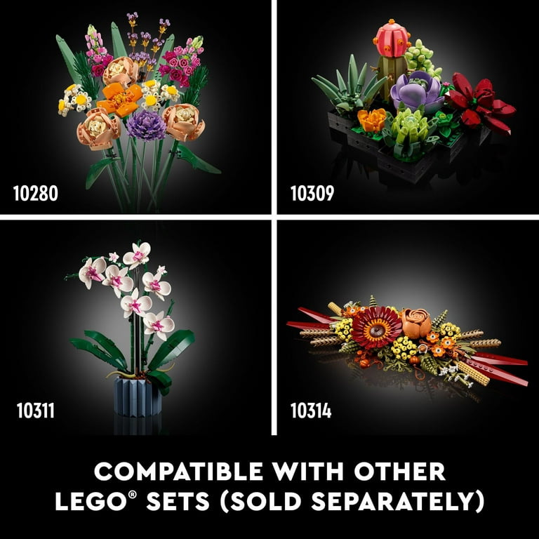LEGO Icons Wildflower Bouquet Botanical Collection Building Set for Adults,  Valentine Décor for Him or Her, Artificial Flowers with Poppies and