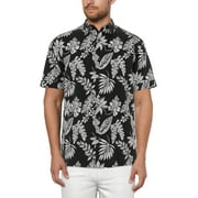 Mens Striped Tropical Print Short Sleeve Shirt, up to Size 5XL