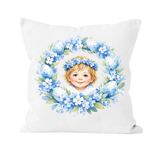 Easter Basket Stuffer Soft Throw Pillow With Hand-Drawn Character Design For Kids Room Decor 35 cm x 35 cm