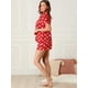 thumbnail image 4 of Conjunto De Pijama Manga Corta Allegra K Lunares Cuello De Muesca Con Botones Para Mujer Rojo L, 4 of 6