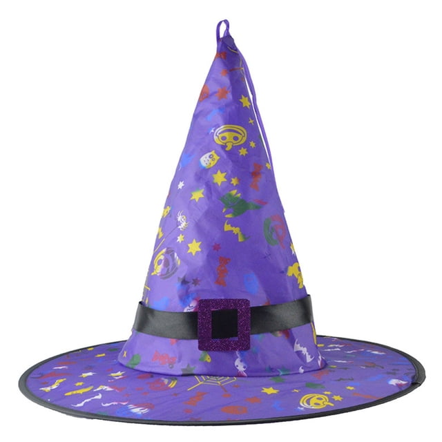 Fiudx Ofertas relámpago del día Sombrero brillante de Halloween para niños, adultos, fiesta, baile, sombrero de bruja