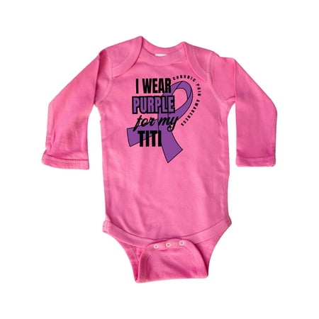 

Inktastic Chronic Pain I Wear Purple For My Titi Gift Baby Boy or Baby Girl Long Sleeve Bodysuit