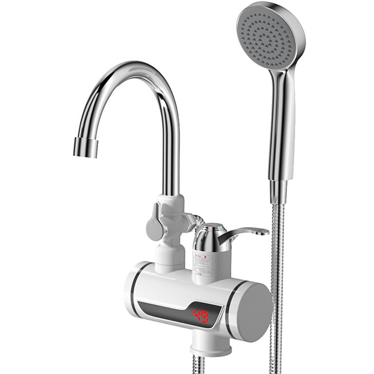Ifcow Electric Shower Water Heater Instant Hot Water Faucet 360° Rotating Fast Heating Water Tap Tankless Water Heater with LED Display & Hose, Complete Shower Set