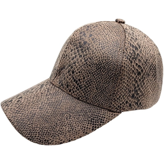 Jiibva Snakeskin-Leather Baseball Cap Unisex Casual Dad-Hat Adjustable Snapback for Women Men Street Trend Casual Sunscreen Caps