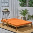 thumbnail image 2 of Danielle Outdoor Acacia Wood Double Chaise Lounge with Cushion, Teak, Orange, 2 of 10