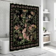 thumbnail image 6 of Black Spring Floral Shower Curtain, Waterproof Shower Curtains for Bathroom, Elegant Pastoral Flowers Birds Retro Art Washable Fabric Bathtub Curtain Set Bath Decor with 12 Hooks 48"x72", 6 of 8