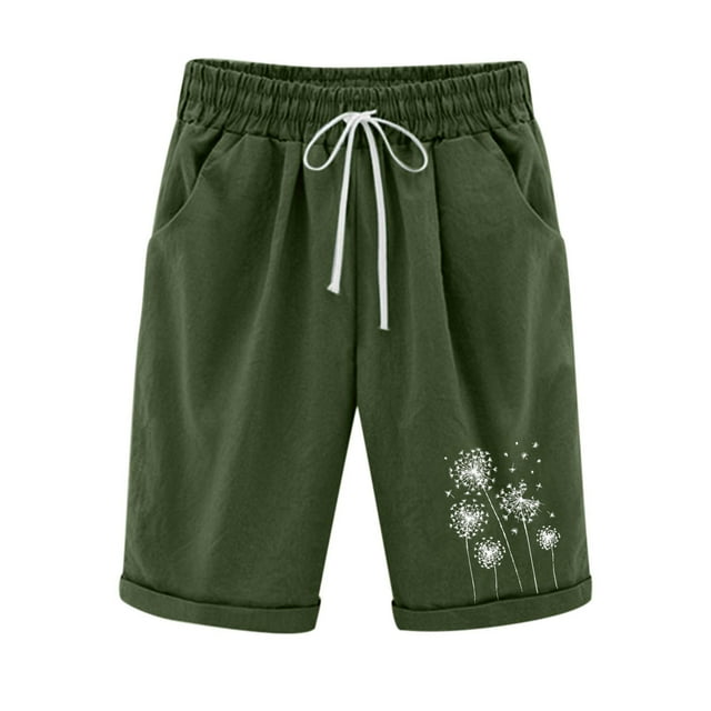 KIHOUT Shorts d'Été Rabais Shorts d'Été Imprimés Cinq Points Grande Taille en Coton et Lin Pantalons Décontractés Shorts