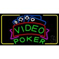 thumbnail image 1 of Video Poker 2 LED Neon Sign 20 x 37 - inches, Black Square Cut Acrylic Backing, with Dimmer - Bright and Premium built indoor LED Neon Sign for wall décor, arcarde, and storefront., 1 of 7