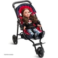 thumbnail image 2 of HUSHLILY - Baby Doll Jogger Stroller with Adjustable Canopy & Basket, Foldable, with Smooth Rolling Wheels, Red & Denim Blue, 2 of 3