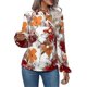 thumbnail image 1 of Floral T-Shirt For Women Print O-Neck Long Sleeve Blouse Flounce Ruched Casual Loose Tee Tops, 1 of 5
