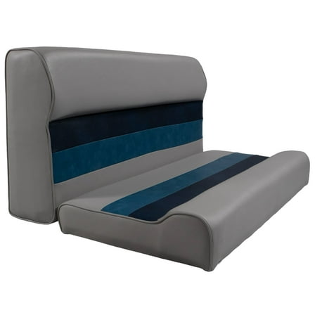 Horizon Manufacturing Premium Series 37" Pontoon Bench Seat Cushion Set 3001-ABDK Grey / Navy / Blue ( Base sold Separate 3010-AB)