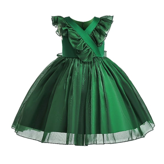 LNWUY (3-10 Years) Girls Fashion Cute Tulle Tutu Flower Girl Birthday Dress Soft Comfy Breathable Long Dresses Green 6 Years