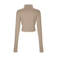 thumbnail image 4 of OSOLU Women Solid Color Personality Street High Neck Spring New Long Sleeve Tops T-Shirt Tee Trendy Dailywear, 4 of 7