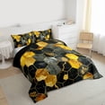 thumbnail image 3 of Feelyou Modern Marbling Abstract Full Size Comforter Sets, Black Gold Honeycomb Bedding Comforter Set, Fashion Artwork Reversible Bedding Sets, Super Cozy Room Decor, 3 Pieces, 3 of 8