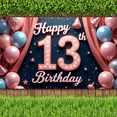 thumbnail image 2 of Colorful Balloons Banner Cute Hat Decorative Happy 13th Birthday for Teen Celebration Indoor Decoration Event, 2 of 9