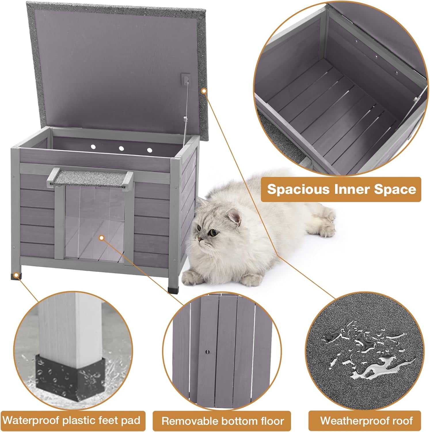 Aivituvin Outdoor Cat House Feral Cat Enclosure, Small Pet House Rainproof Cat House
