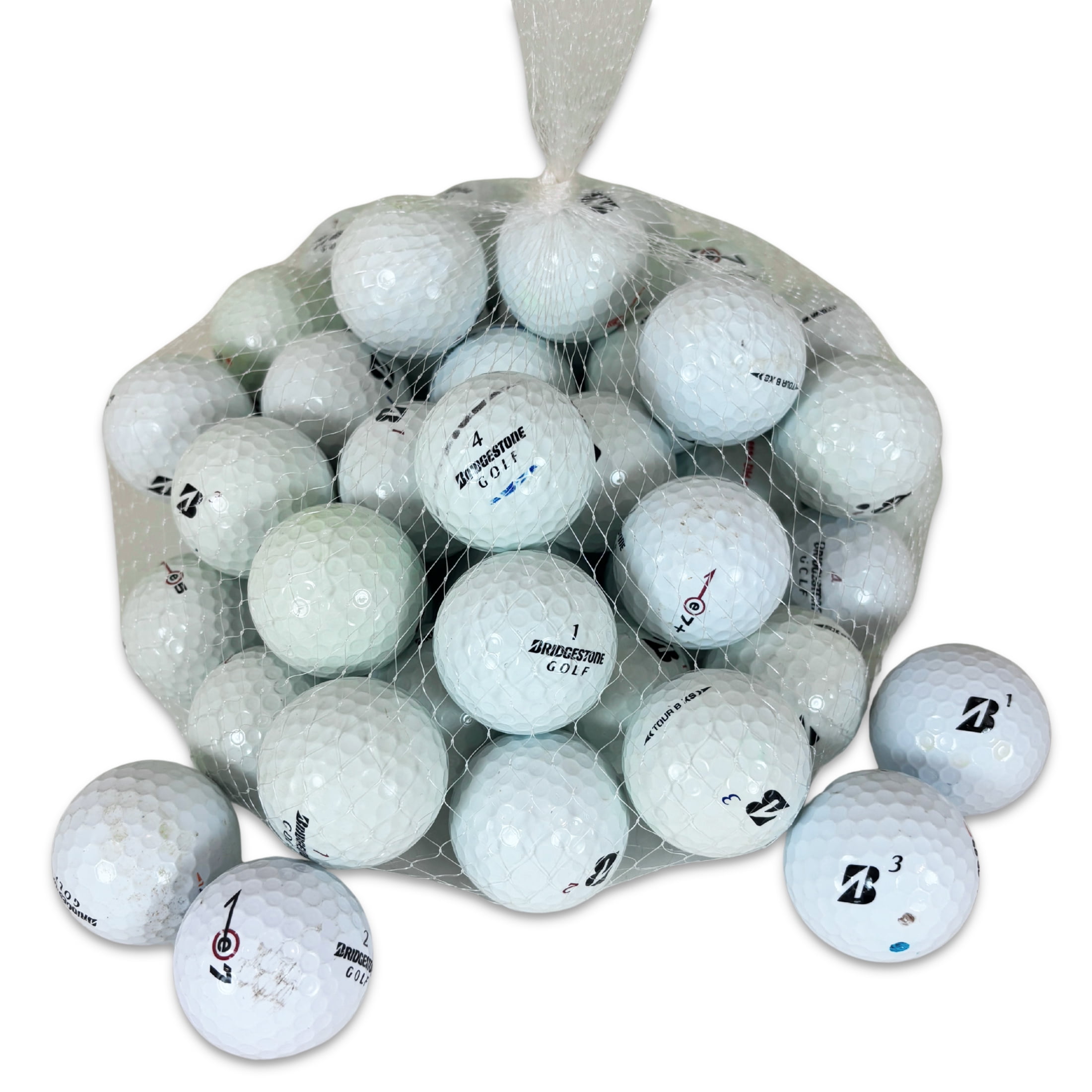 Pre-Owned Bridgestone Recycled Golf Balls, White, 250 Pack, 3A/4A Grade by Mulligan