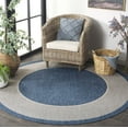 thumbnail image 3 of SAFAVIEH Beach House Wasif Bordered Indoor/Outdoor Area Rug, Blue/Ivory, 6'7" x 6'7" Round, 3 of 13