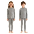 thumbnail image 4 of TiaoBug Kids Thermal Base Layer Set Boys Girls 2 Piece Thermal Long Sleeve Top with Tights Leggings Set Gray 150, 4 of 5