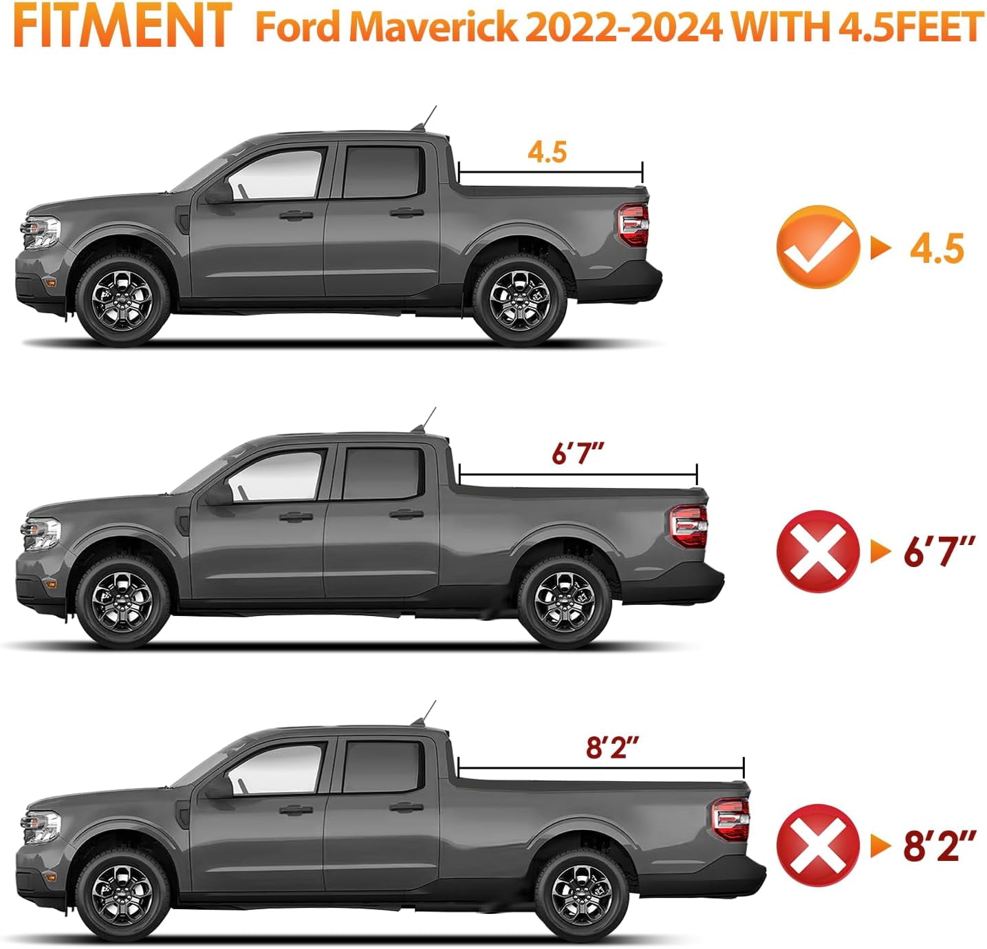 Nilight Truck Bed Tonneau Cover Hard Tri-fold Fits for 2022 2023 2024 2025 Ford Maverick-4.5ft