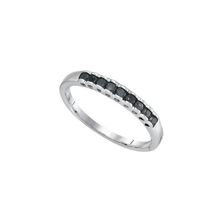 Ct Tw Princess Diamonds Band - 10kt White Gold Womens Princess Black Colored Diamond Band Ring 1/4 Cttw