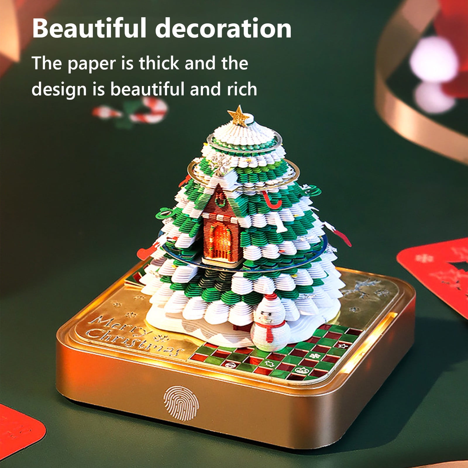 Desktop Clock Countdown Advent Calendar 2026 Christmas Tree,Surprise Gift Box with Lights Paper Sculpture for Thanksgiving Wedding Party Holiday Birthday Decor-Silver