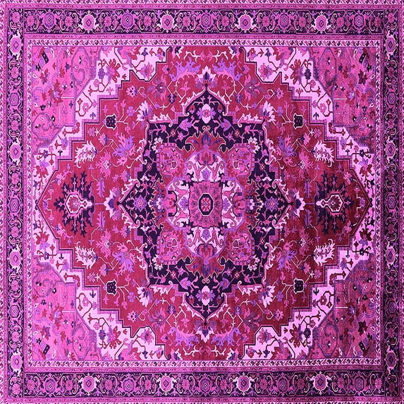 Ahgly Company Indoor Square Oriental Pink Industrial Area Rugs, 8' Square