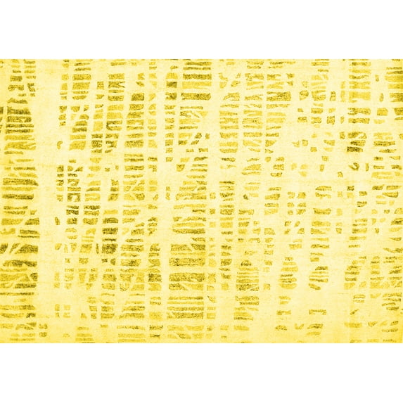 Ahgly Company Machine Washable Indoor Rectangle Solid Yellow Modern Area Rugs, 2' x 5'