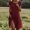 Wine, variant on Yellow Summer Dresses for Women Short Sleeve Cre W Neck Linen Midi Dress Solid Color Causal Beach Vacation Dresses