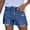 Dark blue, variant on Denim Shorts Women, Women's Ripped Pocket Jeans with Rolled Edge Casual Shorts Plus Size Shorts Black L