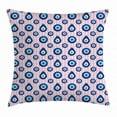 thumbnail image 1 of Evil Eye Throw Pillow Cushion Cover, Protective Turkish Bead Figures in Different Shapes Checkered Backdrop, Decorative Square Accent Pillow Case, 16 X 16 Inches, Light Pink Blue White, by Ambesonne, 1 of 2