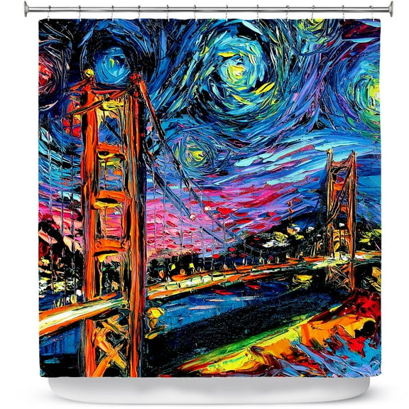 Shower Curtains 70" x 73" from DiaNoche Designs by Aja Ann - Van Gogh Golden Gate Bridge