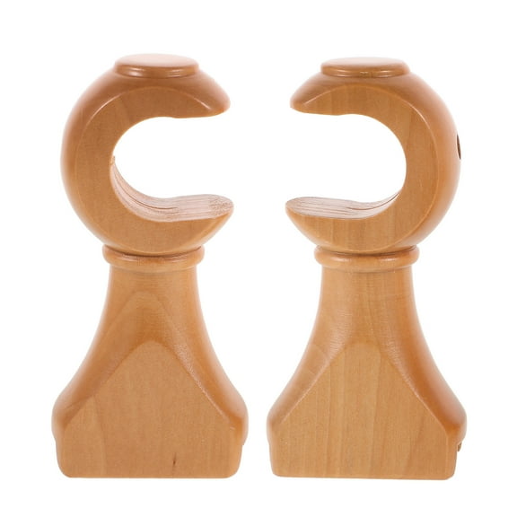 LOLIPPYY 2Pcs Beige Wooden Curtain Rod Holders Strong Roman Rod Design for Heavy Drapes