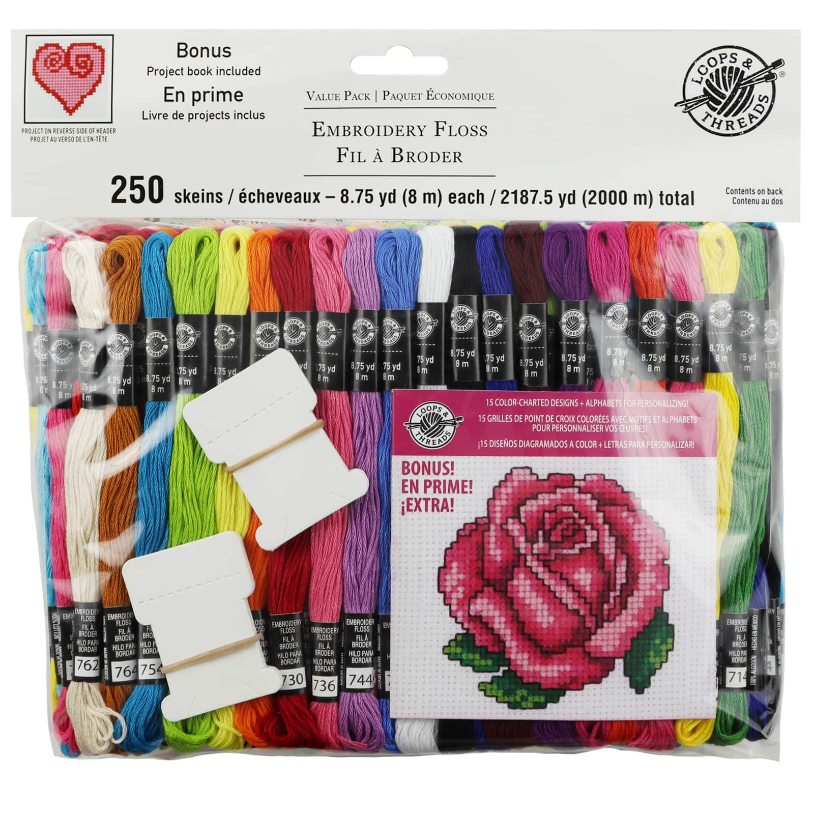 Embroidery Multiple Colors Floss on Rings & Some Floss-away Bags Approx. 1  Lb and Approx 129 Skeins 