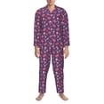 thumbnail image 3 of Kdxio red Skull flower Men’s Pajama Set Pajamas For Men 2 Piece PJ Set with Men Pajama Pants and Long Sleeve T-Shirt Lounge Set-Small, 3 of 7