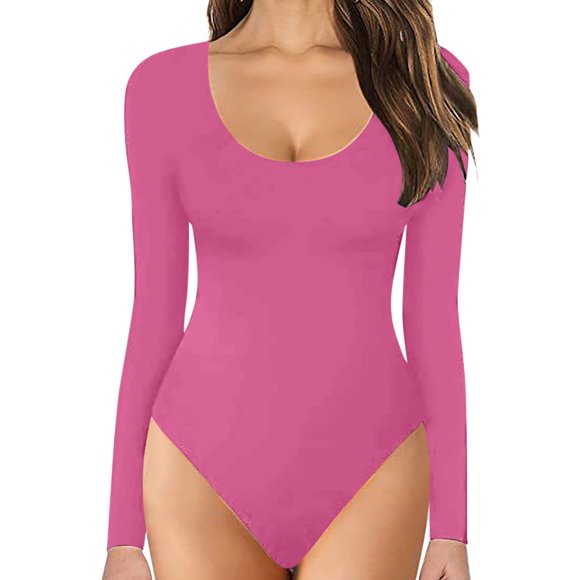 Womens Crew Neck Long Sleeve Bodysuit Comfortable Against The Skin Tops Sexy Body Suits Women Clothing