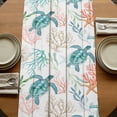 thumbnail image 5 of Table Runners 108 Inches Long Dress Scarves, Teal Red Coastal Farmhouse Coffee/Dining/Kitchen Table Runner for Living Room, Beach Nautical Sea Turtle Coral Starfish Vintage 13x108 Inch, 5 of 9