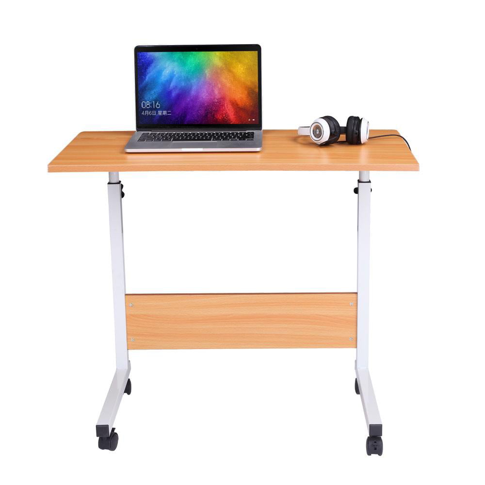 Mobile Side Table Wheels Adjustable Portable Laptop Computer Stand For Bed Sofa 