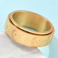 thumbnail image 3 of Star & Moon & Sun Stainless Steel Rotatable Finger Ring Fidget Spinner Ring for Calming Worry Meditation Golden US Size 8 1/2(18.5mm), 3 of 4
