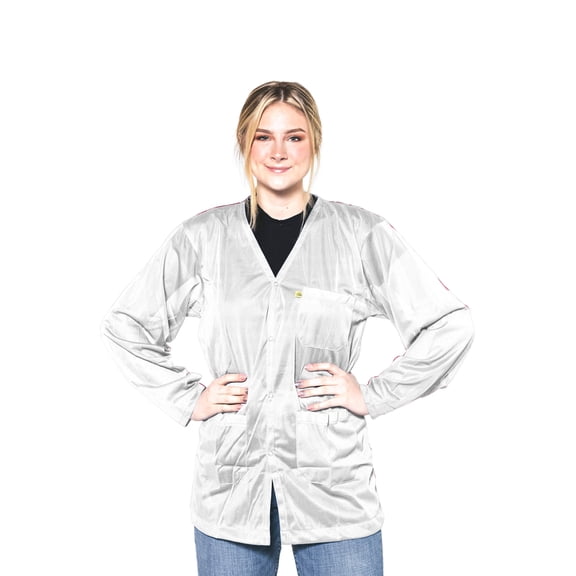 Lightweight 8812 Fabric, V-Neck Collar, Snap Cuff ESD Jacket