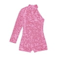 thumbnail image 3 of Mufeng Girls Sparkle Hip Hop Jumpsuit for Kids One Shoulder Long Sleeve Sequin Gymnastics Biketards Pink 12, 3 of 5