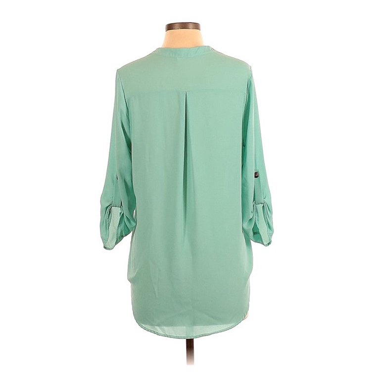 Express, Long Draped Sleeve Banded Waist Top in Green Lush