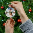 thumbnail image 4 of Hello Winter Abyssinian Frosty Morning Walk Welcome Snowy Christmas Ceramic Round Ornament Cat Lover Kitten Owner Gifts Home Tree Decor - 02018, 4 of 5