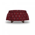 thumbnail image 4 of Abstract Ottoman Cover, Tribal Influences, 2 Piece Slipcover Set with Ruffle Skirt for Square Round Cube Footstool Decorative Home Accent, Standard Size, Ruby Teal, by Ambesonne, 4 of 5