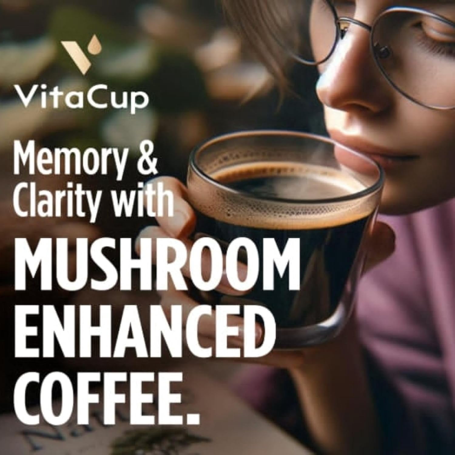 VitaCup Mushroom Coffee Pods, Boost Focus & Immunity w/Lions Mane, Chaga, B Vitamins, D3 for Memory & Clarity, Medium Roast, Single Serve Pod Compatible w/Keurig K-Cup Brewers,32 Ct