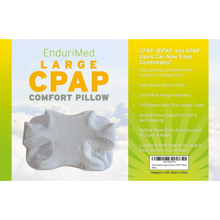 CPAP Pillow - New Memory Foam Contour Design Reduces Face & Nasal Mask Pressure, Air Leaks - 2 Head & Neck Rests For Spine Alignment & Comfort - CPAP, BiPAP & APAP Machine Stomach Back & Side