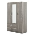 thumbnail image 6 of CoSoTower 3-Door Mirror Wardrobe with Shelves, Gray, 6 of 9