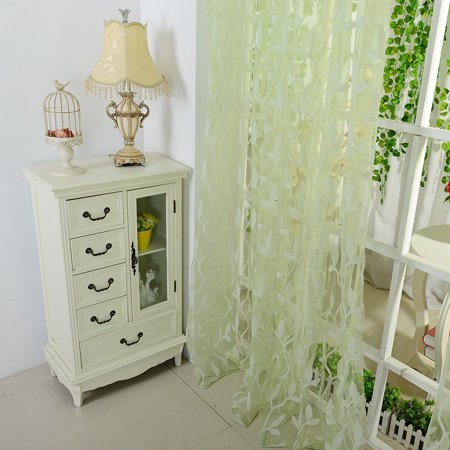 Leaf Sheer Curtain Tulle Window Treatment Voile Drape Valance 1
